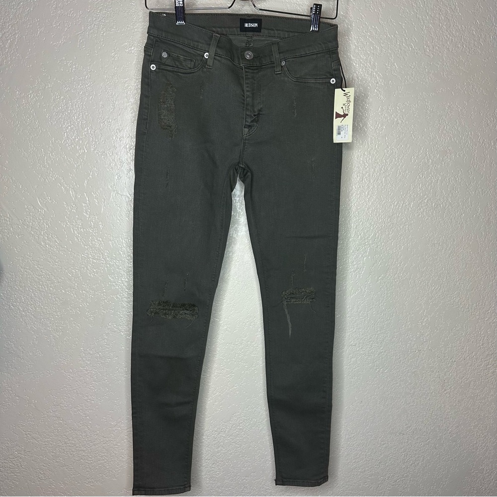Hudson Women's Nico Midrise Super Skinny Ankle Jeans in Trooper Green, size 28
